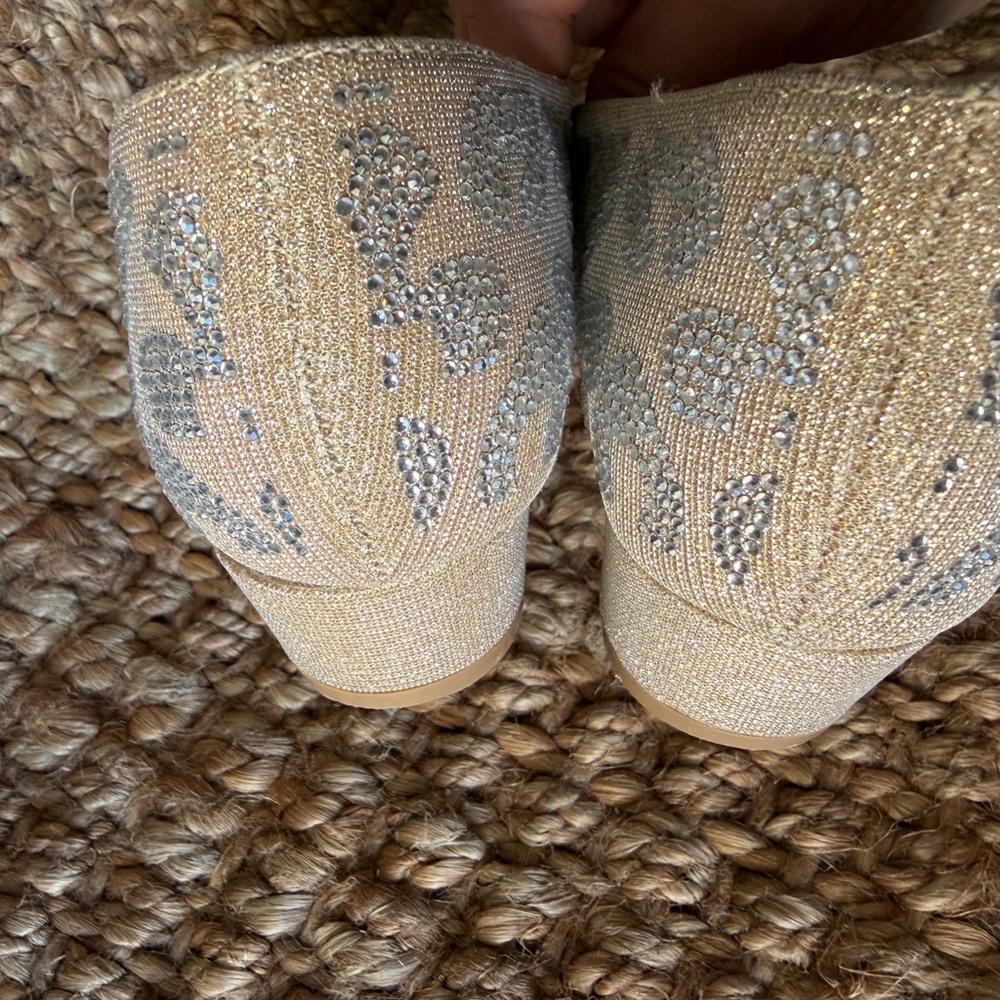 Carolyn trucker pumps Beige and Silver Women's low Heels beaded #8 - Picture 3 of 10
